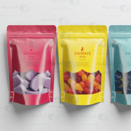پاکت زیپی پنجره دار رنگی